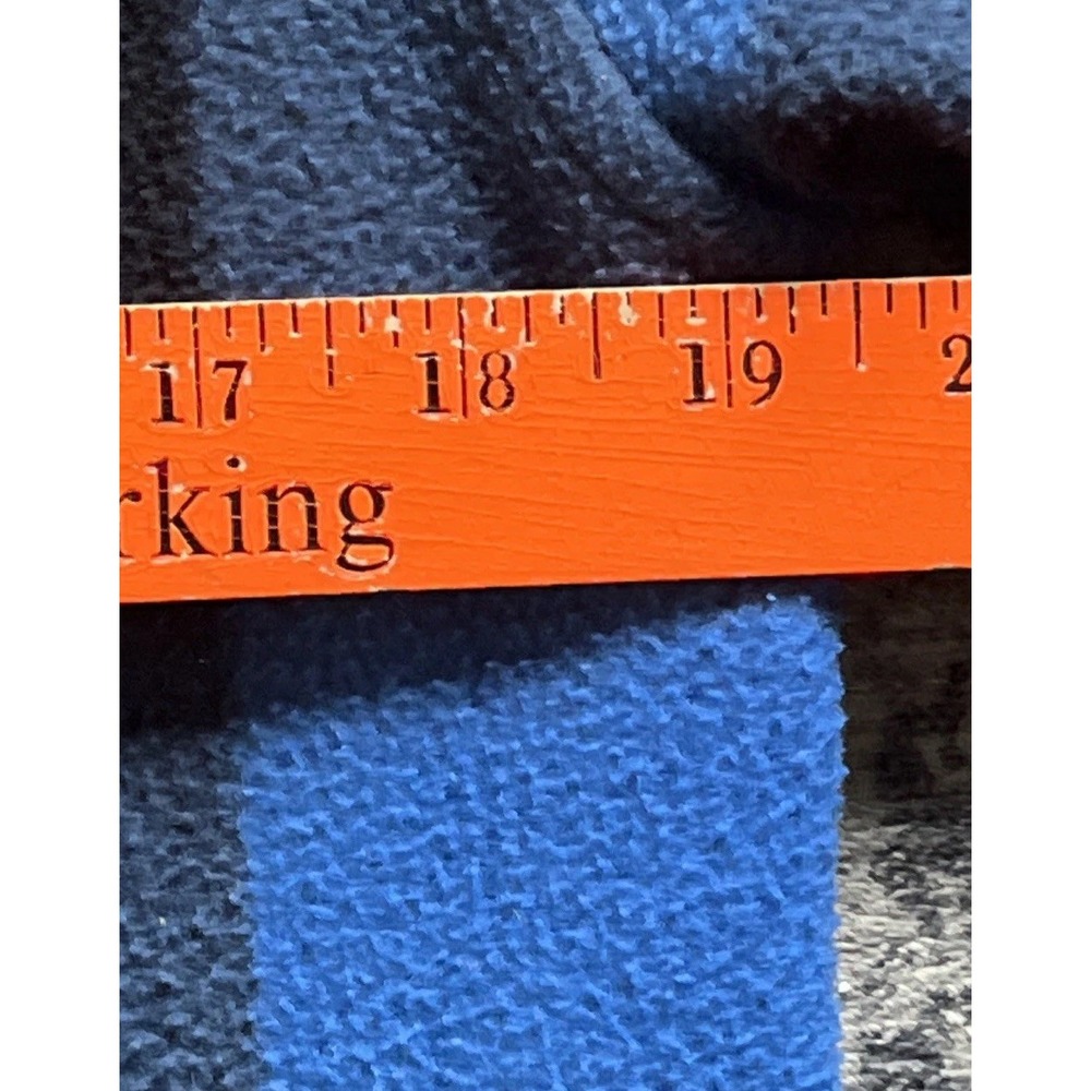 VTG 90s Sears Trader Bay 1/4 Zip Fleece Blue Buffalo Plaid Fleece Pullover S Y2K - Picture 12 of 13